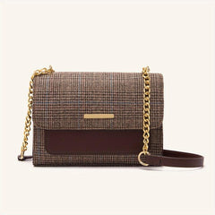 Vintage Houndstooth Crossbody Bag Women's Chain Shoulder Bag