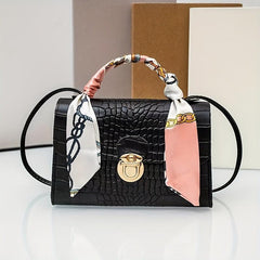 Minimalist Crocodile Embossed Square Bag Solid Satchel Bag
