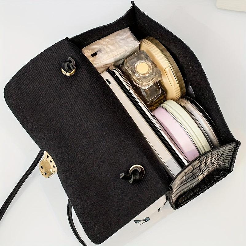 Minimalist Crocodile Embossed Square Bag Solid Satchel Bag