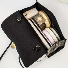 Minimalist Crocodile Embossed Square Bag Solid Satchel Bag
