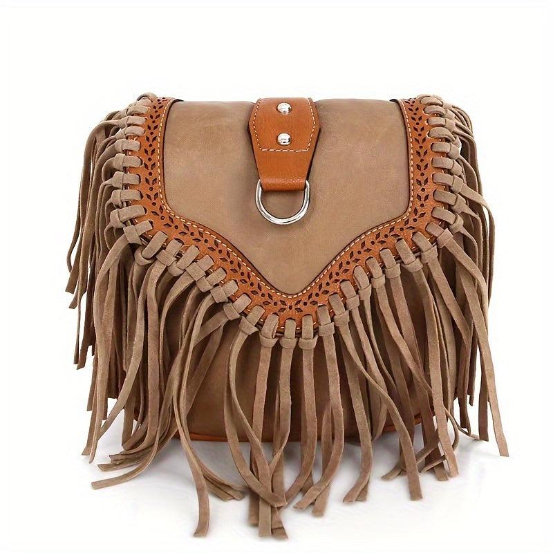 Boho Tassel Crossbody Bag Suede Fringe Shoulder Purse
