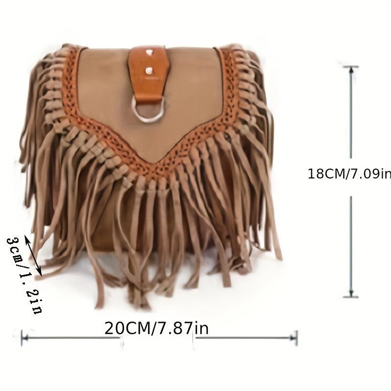 Boho Tassel Crossbody Bag Suede Fringe Shoulder Purse