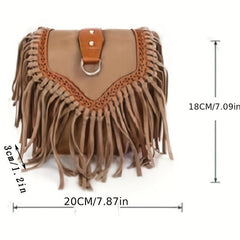 Boho Tassel Crossbody Bag Suede Fringe Shoulder Purse