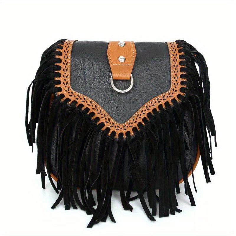 Boho Tassel Crossbody Bag Suede Fringe Shoulder Purse