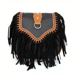 Boho Tassel Crossbody Bag Suede Fringe Shoulder Purse