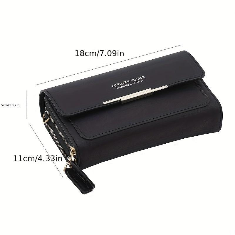 Solid Shoulder Square Bag Coin Purse With Strap