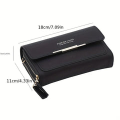 Solid Shoulder Square Bag Coin Purse With Strap