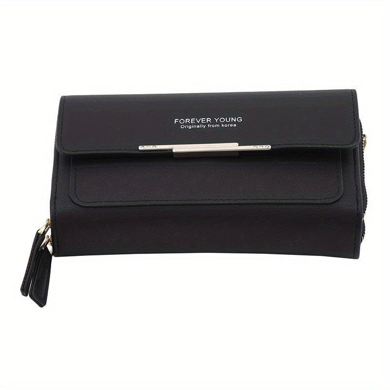 Solid Shoulder Square Bag Coin Purse With Strap