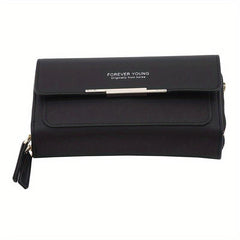 Solid Shoulder Square Bag Coin Purse With Strap