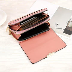 Solid Shoulder Square Bag Coin Purse With Strap
