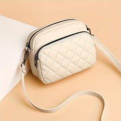 Argyle Quilted Crossbody Bag Small Faux Leather Shoulder Bag