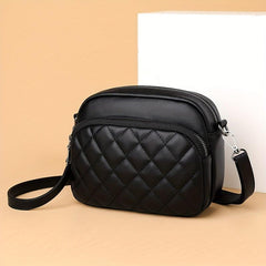 Argyle Quilted Crossbody Bag Small Faux Leather Shoulder Bag