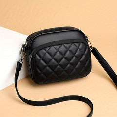 Argyle Quilted Crossbody Bag Small Faux Leather Shoulder Bag