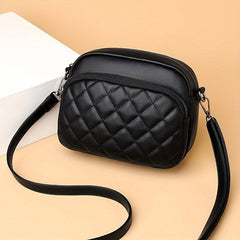 Argyle Quilted Crossbody Bag Small Faux Leather Shoulder Bag