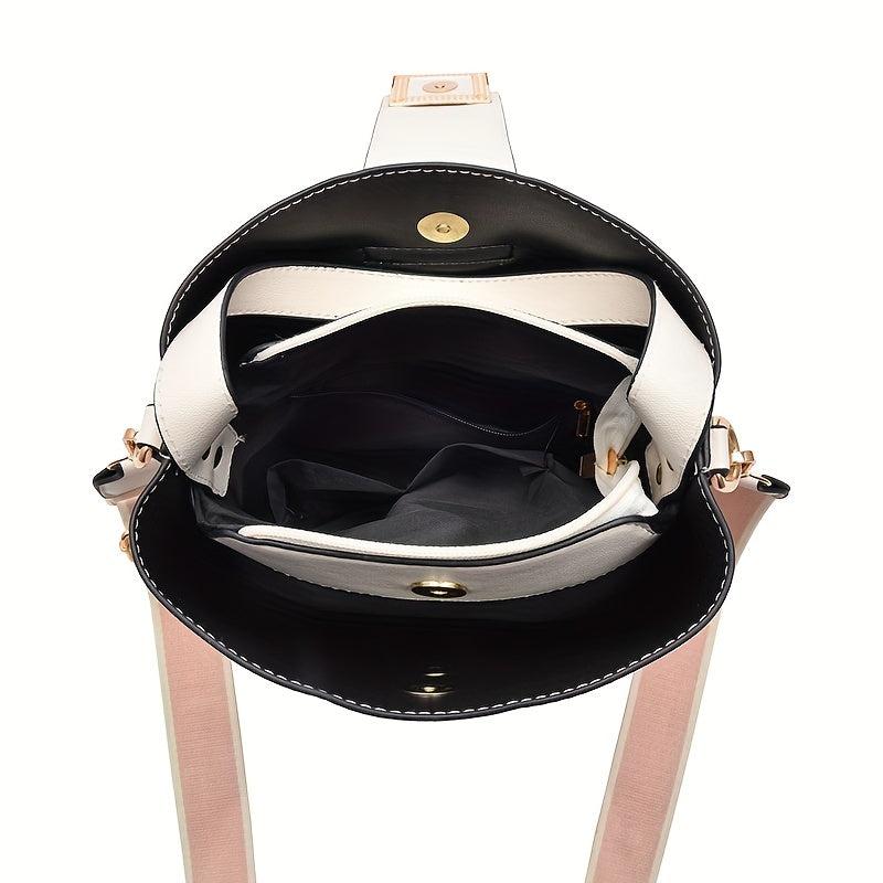 Ombre Bucket Handbag Crossbody Bag Wide Strap Shoulder Purse