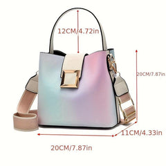 Ombre Bucket Handbag Crossbody Bag Wide Strap Shoulder Purse