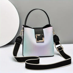 Ombre Bucket Handbag Crossbody Bag Wide Strap Shoulder Purse