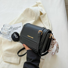 Cartoon Pendant Square Bag with Twilly Scarf Flap