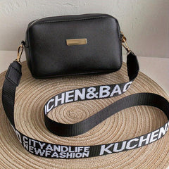 Minimalist Square Shoulder Bag All Match Crossbody Bag With Wide Strap Purse