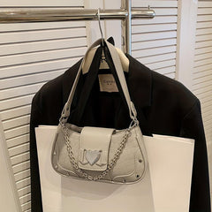 Crocodile Shoulder Bag Love Shaped Buckle Baguette Bag Y2K