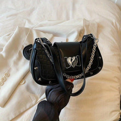 Crocodile Shoulder Bag Love Shaped Buckle Baguette Bag Y2K