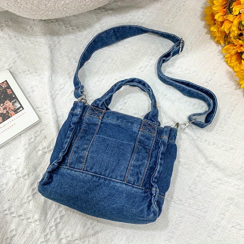 Minimalist Denim Shoulder Bag Crossbody Satchel Women's Work School