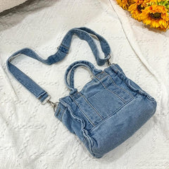 Minimalist Denim Shoulder Bag Crossbody Satchel Women's Work School