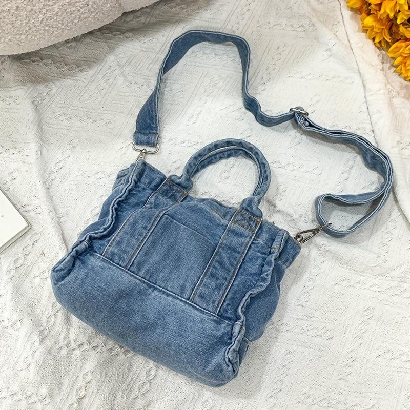 Minimalist Denim Shoulder Bag Crossbody Satchel Women's Work School