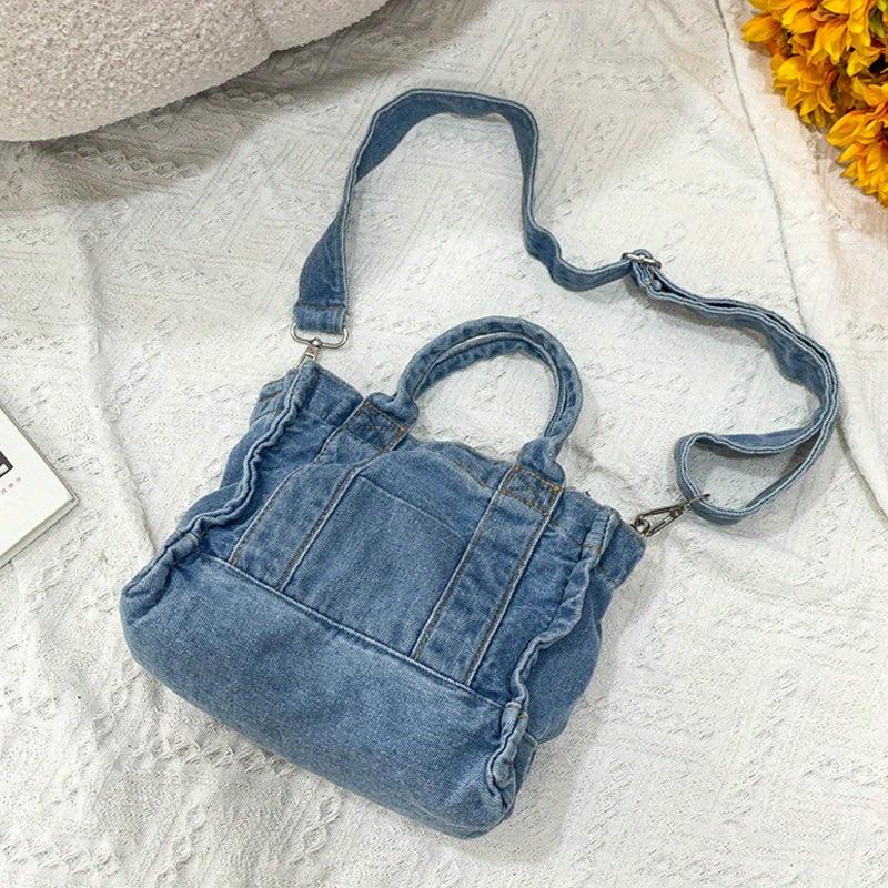 Minimalist Denim Shoulder Bag Crossbody Satchel Women's Work School