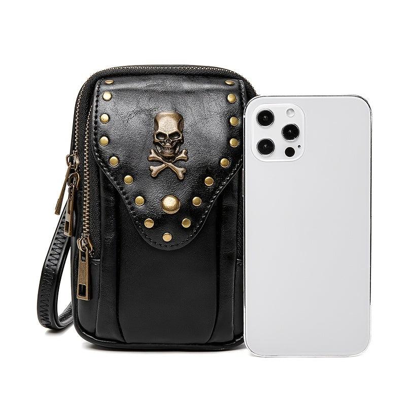 Gothic Skull Mini Crossbody Bag Vintage PU Leather Shoulder Bag