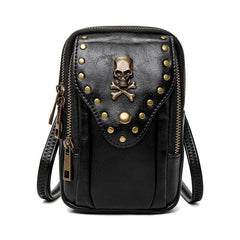 Gothic Skull Mini Crossbody Bag Vintage PU Leather Shoulder Bag