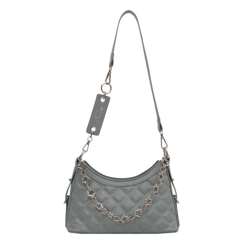 Argyle Quilted Crossbody Bag Flower Chain Handbag for Women