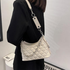 Argyle Quilted Crossbody Bag Flower Chain Handbag for Women