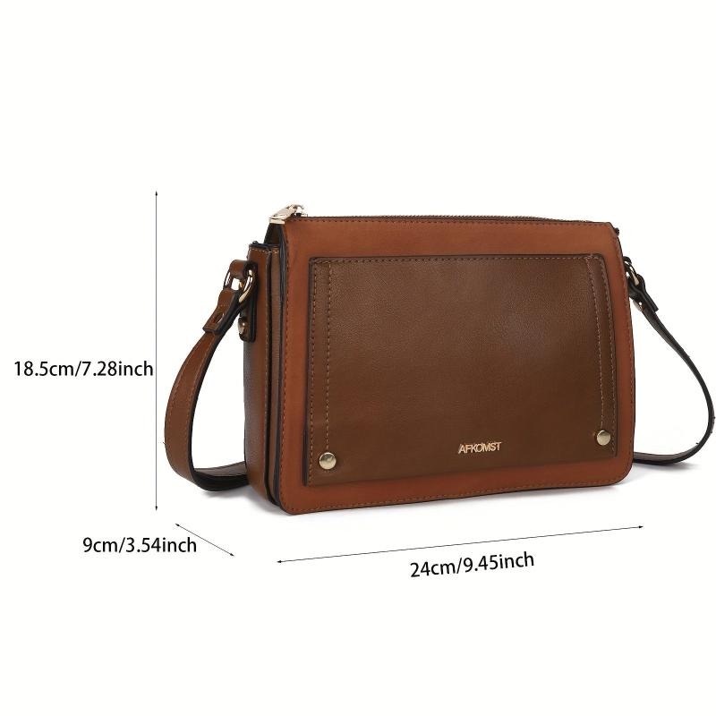 Vintage Square Crossbody Bag Retro PU Leather Shoulder Bag