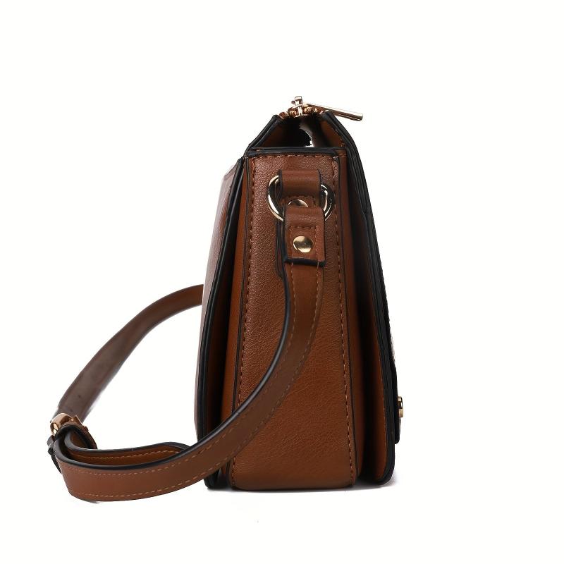 Vintage Square Crossbody Bag Retro PU Leather Shoulder Bag