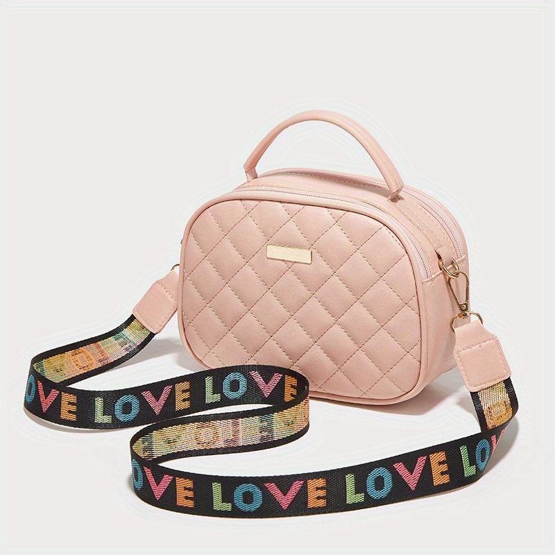 Argyle Quilted Handbag PU Leather Crossbody Bag