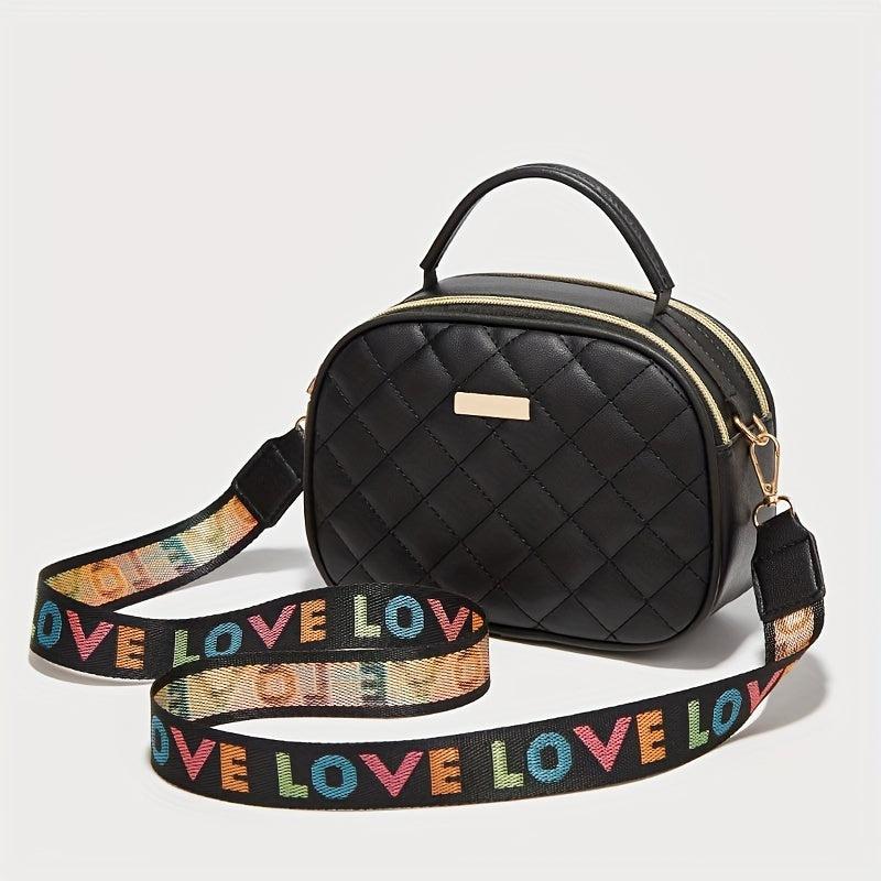 Argyle Quilted Handbag PU Leather Crossbody Bag