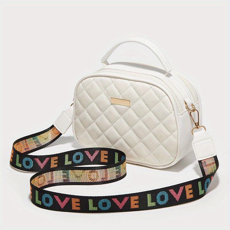 Argyle Quilted Handbag PU Leather Crossbody Bag