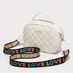 Argyle Quilted Handbag PU Leather Crossbody Bag
