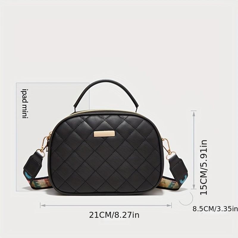Argyle Quilted Handbag PU Leather Crossbody Bag