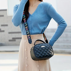 Argyle Quilted Handbag PU Leather Crossbody Bag