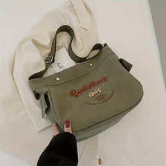 Vintage Letter Pattern Hobo Bag Large Capacity Crossbody Bag For School