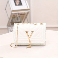 Chevron Quilted Shoulder Bag Tassel Flap Crossbody Bag