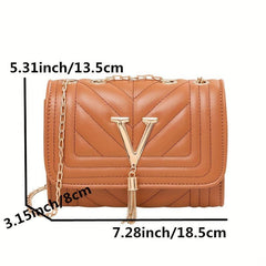 Chevron Quilted Shoulder Bag Tassel Flap Crossbody Bag