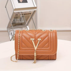 Chevron Quilted Shoulder Bag Tassel Flap Crossbody Bag