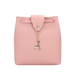 Faux Leather Mini Deer Bucket Crossbody Bag Drawstring Purse