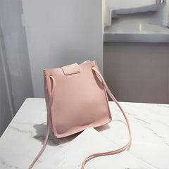 Faux Leather Mini Deer Bucket Crossbody Bag Drawstring Purse