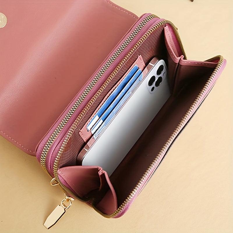 Letter Graphic Crossbody Bag Flap Zipper Wallet For Coin & Phone