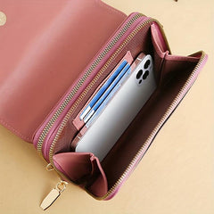 Letter Graphic Crossbody Bag Flap Zipper Wallet For Coin & Phone