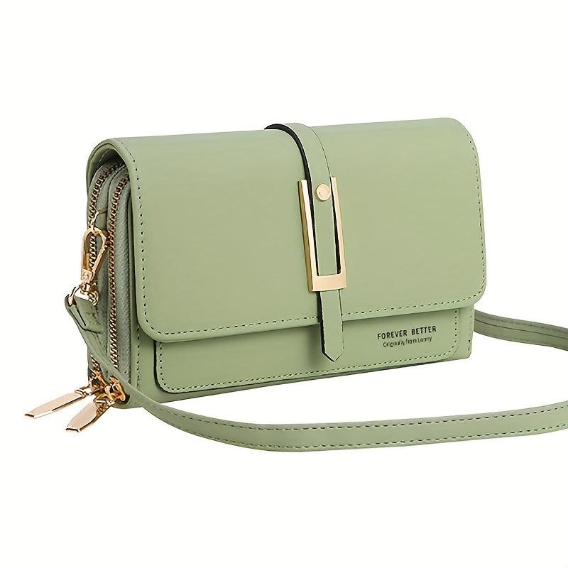 Letter Graphic Crossbody Bag Flap Zipper Wallet For Coin & Phone